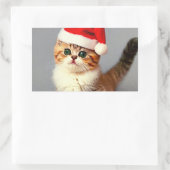 Weihnachtskitten in Weihnachtsmannmütze Rechteckiger Aufkleber (Tasche)