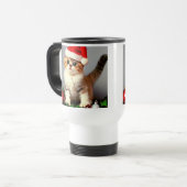 Weihnachtskitten in Weihnachtsmannmütze Reisebecher (Vorderseite Links)