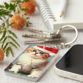 Weihnachtskitten in Weihnachtsmannmütze Schlüsselanhänger (Vorderseite rechts)