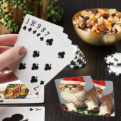Weihnachtskitten in Weihnachtsmannmütze Spielkarten (In Situ)
