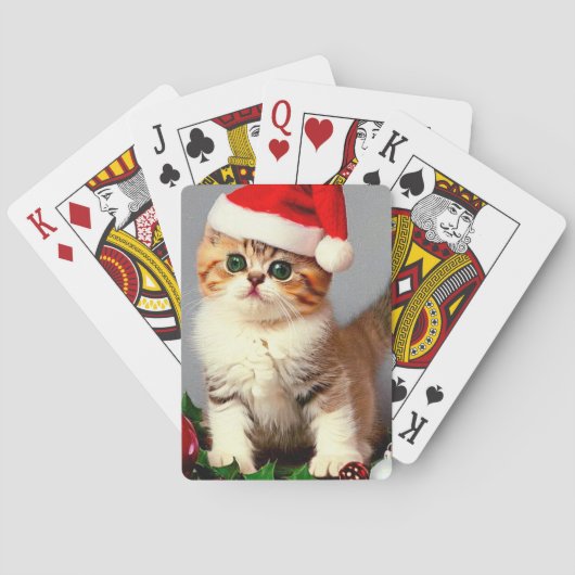 Weihnachtskitten in Weihnachtsmannmütze Spielkarten (Rückseite)