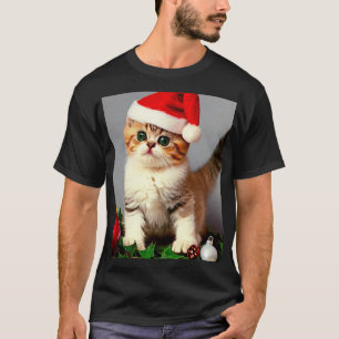 Weihnachtskitten in Weihnachtsmannmütze T-Shirt