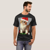 Weihnachtskitten in Weihnachtsmannmütze T-Shirt (Vorne ganz)