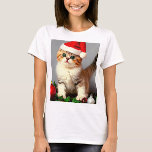 Weihnachtskitten in Weihnachtsmannmütze T-Shirt