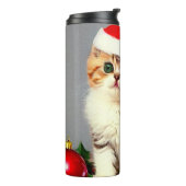 Weihnachtskitten in Weihnachtsmannmütze Thermosbecher (Nach links gedreht)