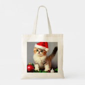 Weihnachtskitten in Weihnachtsmannmütze Tragetasche (Rückseite)