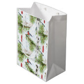 Weihnachtskitten mit Vögeln Mittlere Geschenktüte (Vorderseite Schrägansicht)