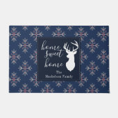 Weihnachtskitten Ugly Sweater Pattern Navy Fußmatte (Vorderseite)