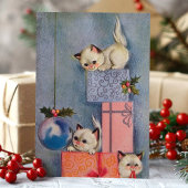 Weihnachtskitten und Geschenke Feiertagskarte