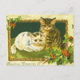 Weihnachtskitten Vintage-Postkarte Feiertagspostkarte