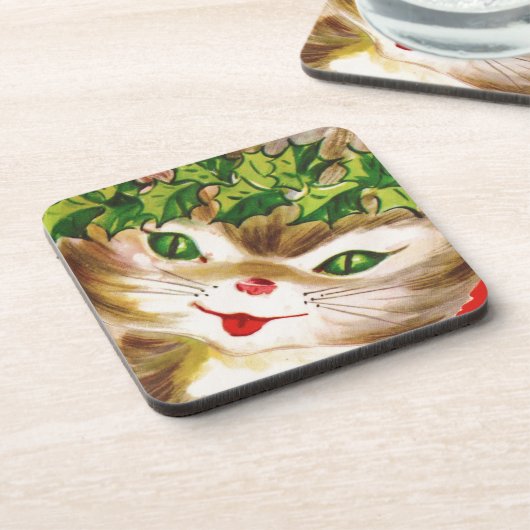 Weihnachtskitty Getränkeuntersetzer (Linke Seite)