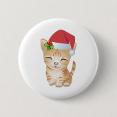 Weihnachtskitty-Katzen-Geschenk-Button-Brosche Button (Vorderseite)