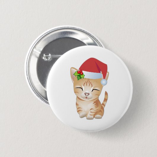 Weihnachtskitty-Katzen-Geschenk-Button-Brosche Button (Vorne & Hinten)