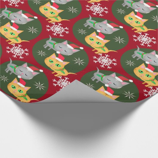 Weihnachtskitty-Katzen-niedliches Geschenkpapier (Ecke)