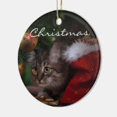 Weihnachtskitty Keramik Ornament (Links)