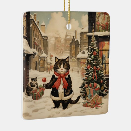 Weihnachtskitty, Schneetag Keramikornament (Rechts)