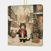 Weihnachtskitty, Schneetag Keramikornament (Links)