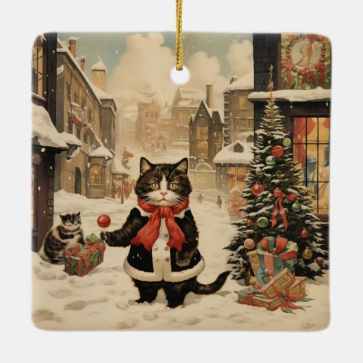 Weihnachtskitty, Schneetag Keramikornament (Rückseite)