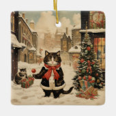Weihnachtskitty, Schneetag Keramikornament (Vorderseite)
