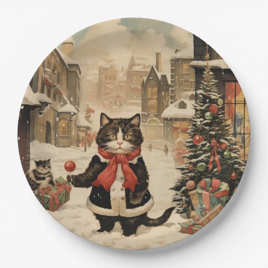Weihnachtskitty, Schneetag Pappteller (Vorderseite)
