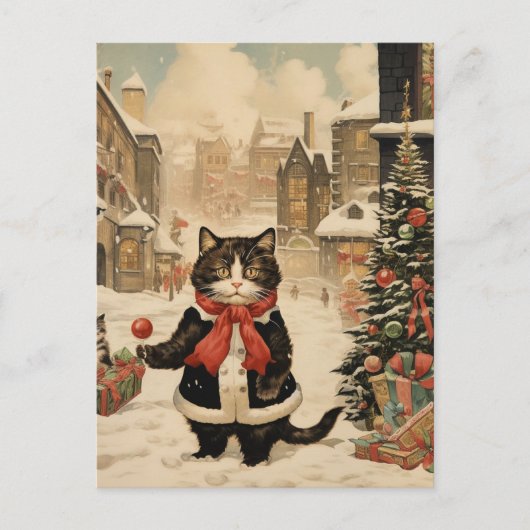 Weihnachtskitty, Schneetag Postkarte (Vorderseite)