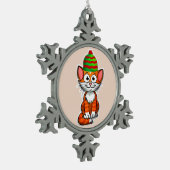Weihnachtskitty-Zinndekoration Schneeflocken Zinn-Ornament (Links)