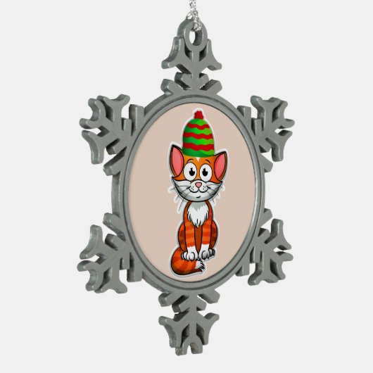 Weihnachtskitty-Zinndekoration Schneeflocken Zinn-Ornament (Links)