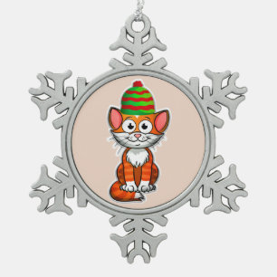 Weihnachtskitty-Zinndekoration Schneeflocken Zinn-Ornament