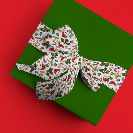 Weihnachtskizzen Weihnachtsmannmütze Holly Candy C Satinband