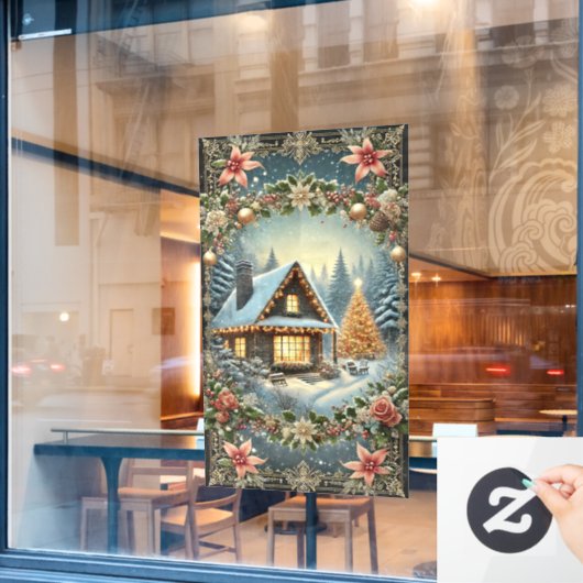 Weihnachtsklammer Fensteraufkleber (Café-Fenster)