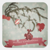 Weihnachtsklammer Quadratischer Aufkleber (Vorderseite)