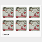 Weihnachtsklammer Quadratischer Aufkleber (Blatt)