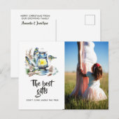 Weihnachtsklangen in Aquarellfarben erwarten Foto Ankündigungspostkarte (Vorne/Hinten)