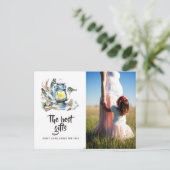 Weihnachtsklangen in Aquarellfarben erwarten Foto Ankündigungspostkarte (Stehend Vorderseite)