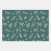 Weihnachtsklassiker goldener Kiefer & botanisches Geschenkpapier Set (Vorderseite)