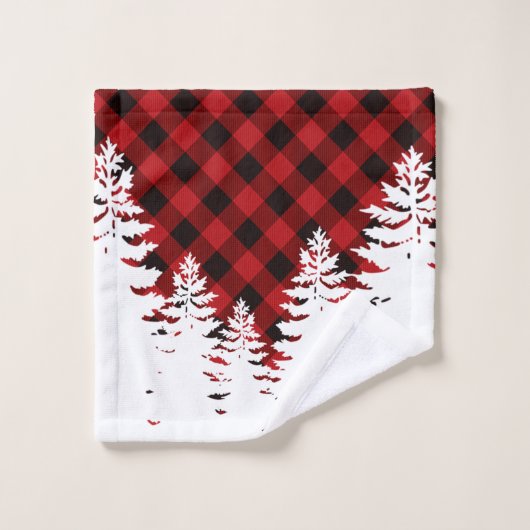 Weihnachtsklassiker Karierter Weihnachtsimmergrün Badhandtuch Set (Waschlappen)