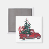 Weihnachtsklassiker roter Pickup-Truck Magnet (Vorderseite/Rückseite)