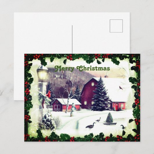 Weihnachtsklassiker Snow Szenen Grüße Postkarte (Vorne/Hinten)