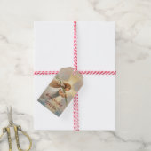 Weihnachtsklassiker Vintage-Engel mit Blumen Geschenkanhänger (Mit Garn)