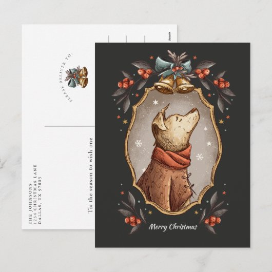 Weihnachtsklassiker Vintager Hund Feiertagspostkarte (Vorne/Hinten)