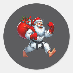 Weihnachtsklaus Karate Player WeihnachtsWeihnachts Runder Aufkleber