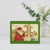 Weihnachtsklaus Vintage Postkarte drucken (Stehend Vorderseite)