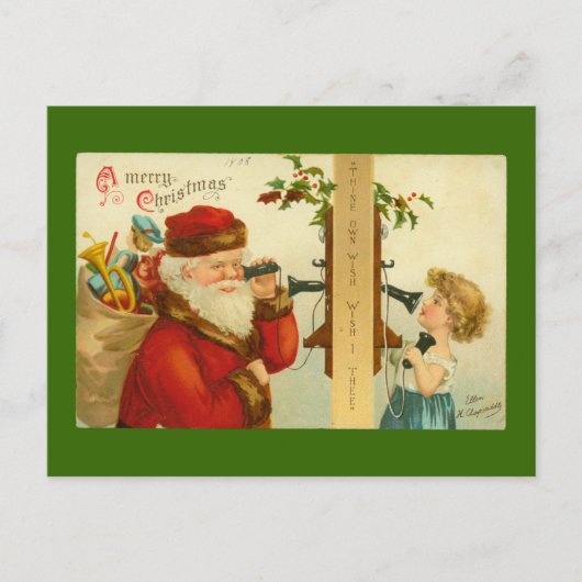 Weihnachtsklaus Vintage Postkarte drucken (Vorderseite)