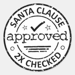 Weihnachtsklause genehmigt 2 x Checked Weihnachten Runder Aufkleber