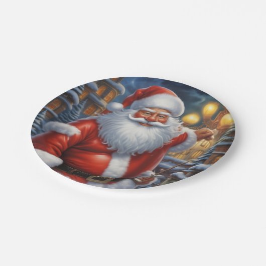 Weihnachtsklauseln Frohe Weihnachten - Neues Jahr Pappteller (Schrägansicht)