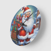 Weihnachtsklauseln Frohe Weihnachten - Neues Jahr Runde Wanduhr (Winkel)