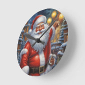 Weihnachtsklauseln Frohe Weihnachten - Neues Jahr Runde Wanduhr (Winkel)