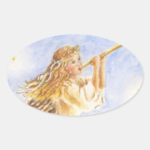 Weihnachtskleber Angel Oval Ovaler Aufkleber