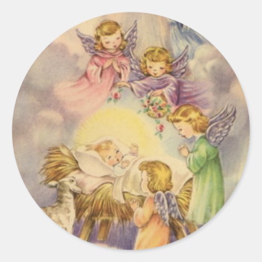 Weihnachtskleber/Baby Jesus Runder Aufkleber (Vorderseite)