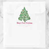 Weihnachtskleber/Babys 1. Weihnachtsfest Runder Aufkleber (Tasche)